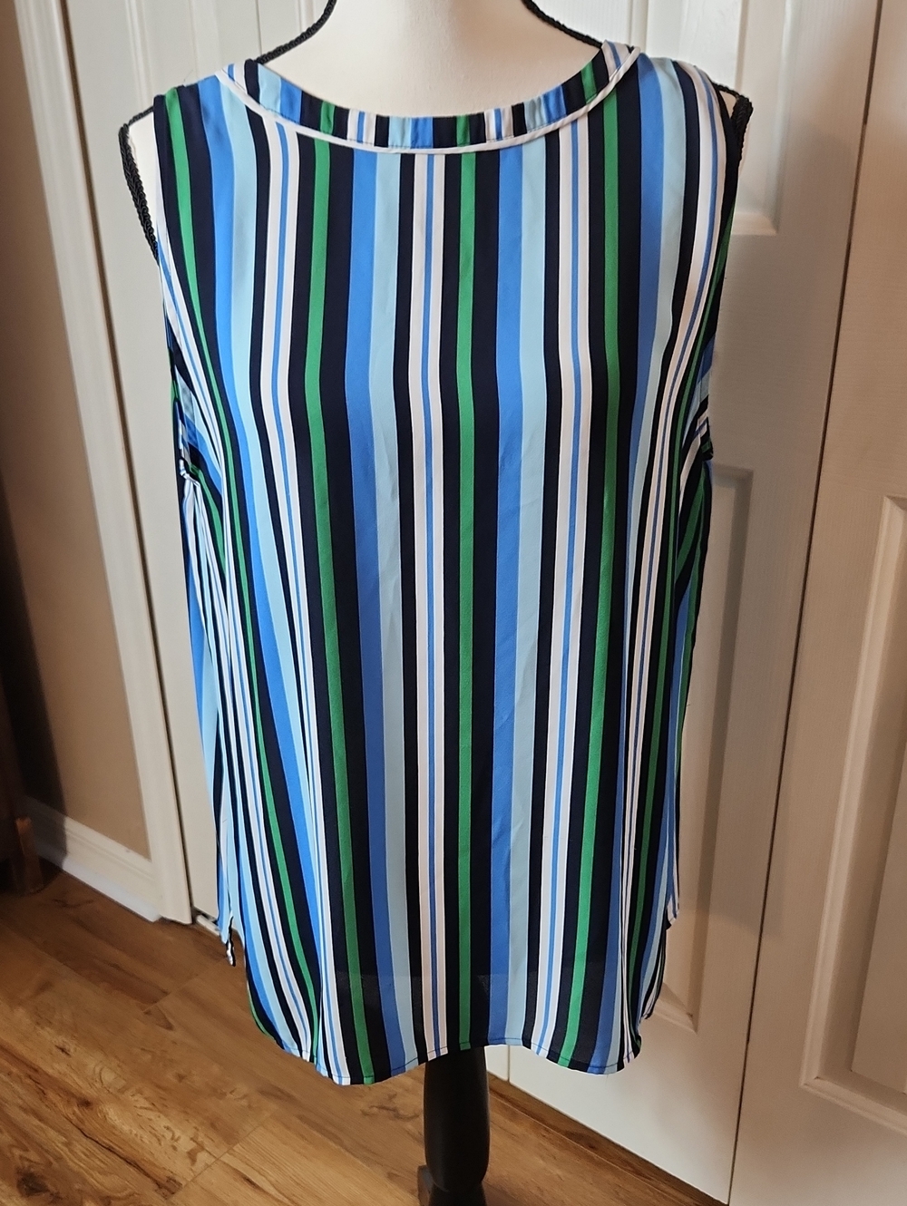 LOFT Blue, Navy & Green Striped Sleeveless Top